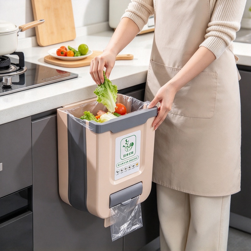 Commercial Kitchen Bin - Tempat Sampah Lipat Tipis 10L, Dapat